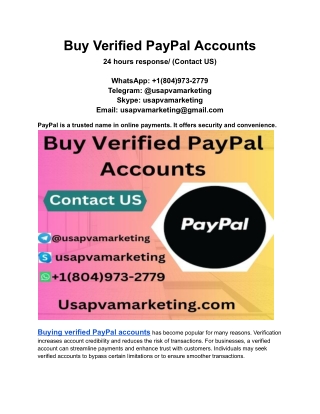 5 Top Sites Buy Verified PayPal Accounts USA 2025