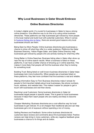 Why Local Businesses in Qatar Should Embrace Online Business Directories
