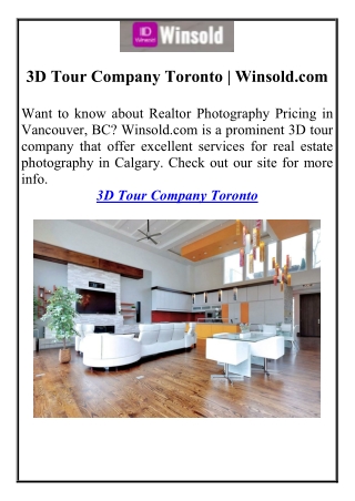 3D Tour Company Toronto | Winsold.com