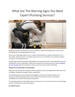 plumbing services chandler az