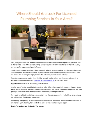 where should you look for licensed plumbing