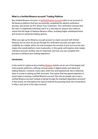 Buy Verified Binance account