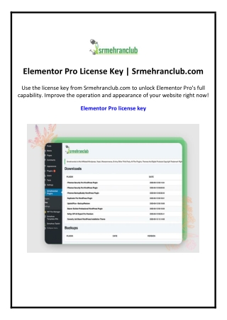 Elementor Pro License Key | Srmehranclub.com