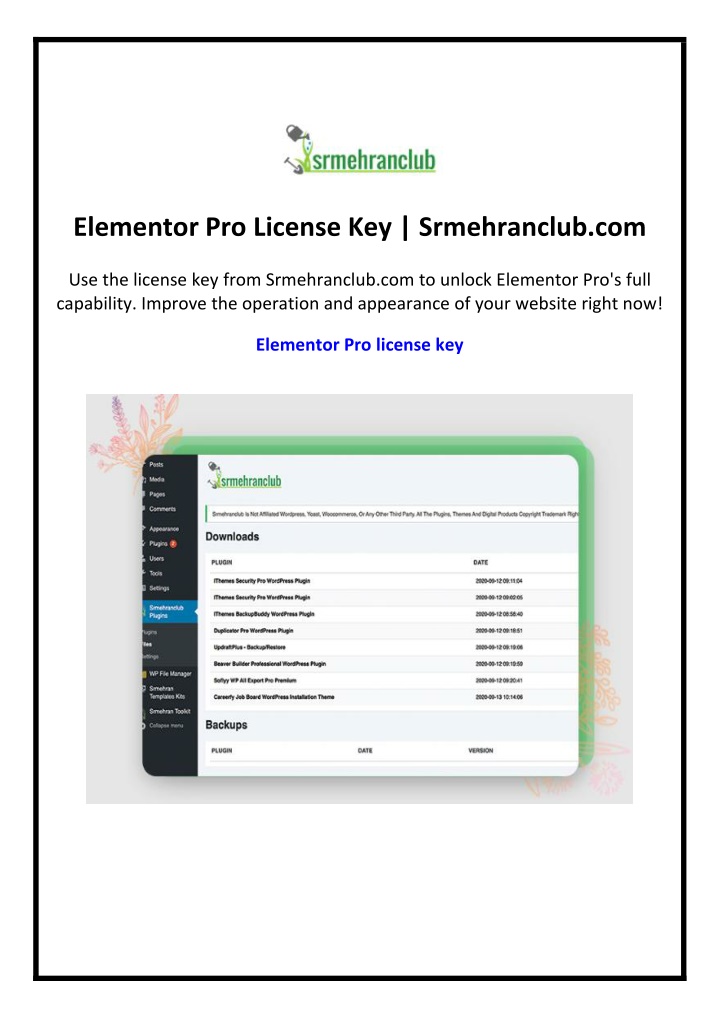 elementor pro license key srmehranclub com