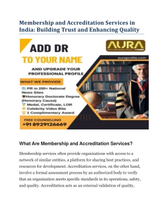 Membership and Accreditation Services in India Building Trust and Enhancing Quality