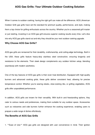 aog gas grills your ultimate outdoor cooking