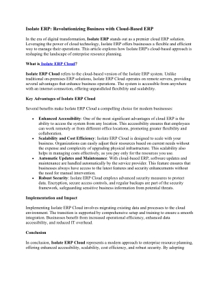 Isolate Cloud ERP 1