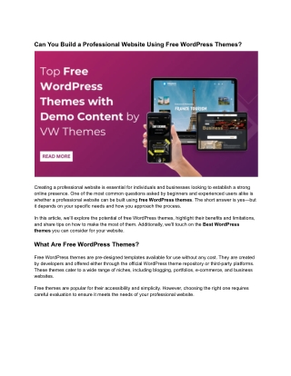 Can You Build a Professional Website Using Free WordPress Themes ?