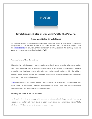revolutionizing solar energy with pvgis the power