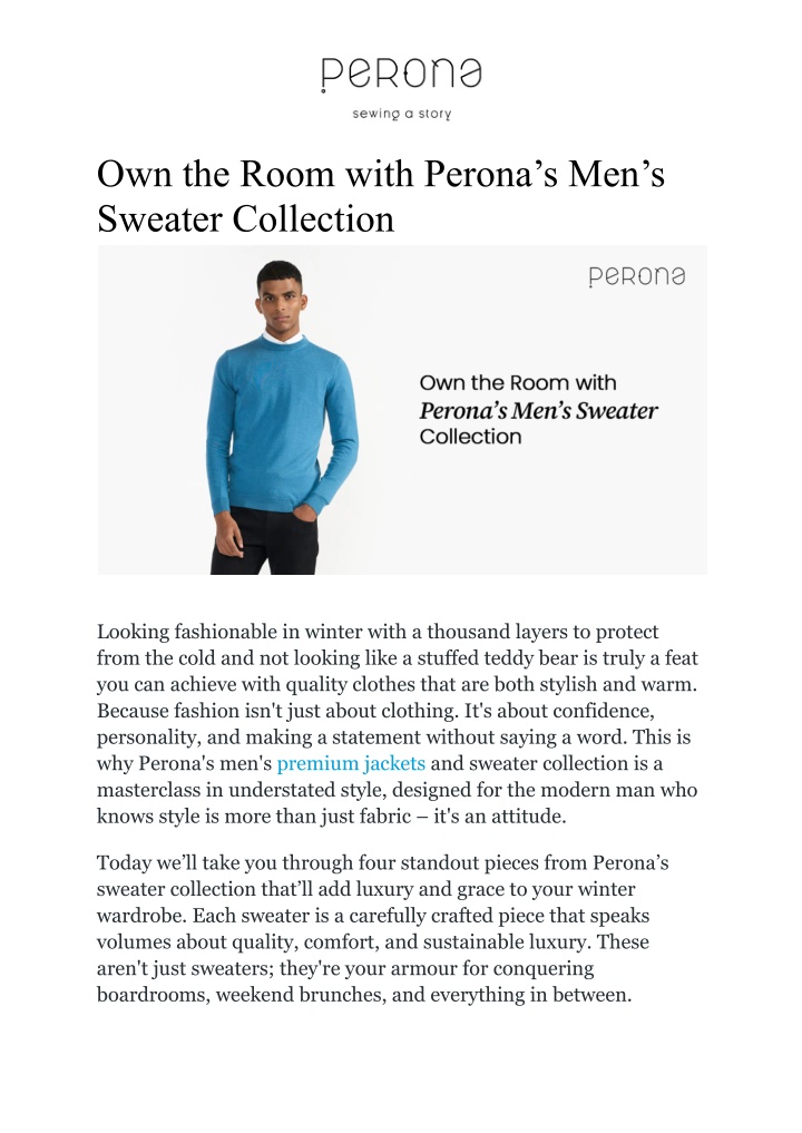 own the room with perona s men s sweater