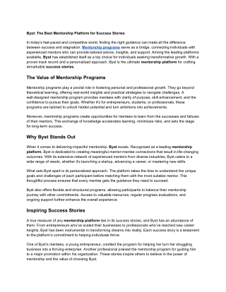 Success Stories – Mentors – BYST
