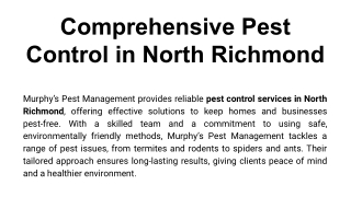 Comprehensive Pest Control in North Richmond