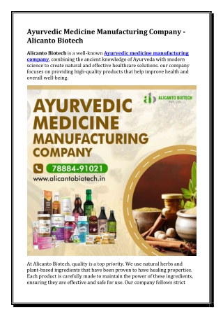 Ayurvedic Medicine Manufacturing Company