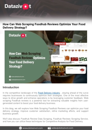 How Can Web Scraping Foodhub Reviews Optimize Your Food Delivery Strategy