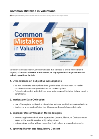 Common Mistakes in Valuations