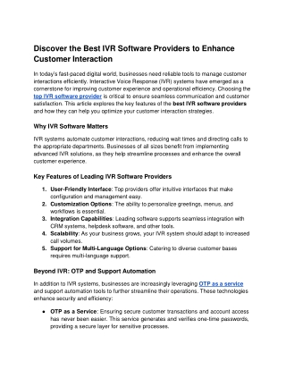 discover the best ivr software providers