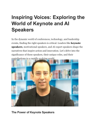 Inspiring Voices Exploring the World of Keynote and AI Speakers