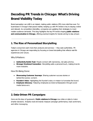 Decoding PR Trends in Chicago: What’s Driving Brand Visibility Today