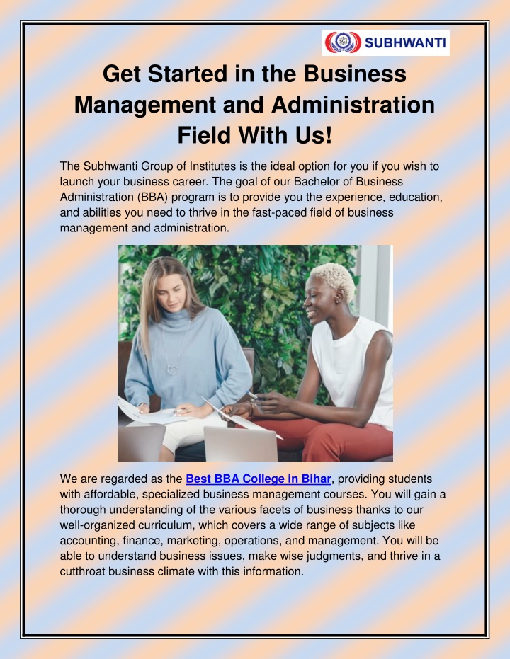 get started in the business management