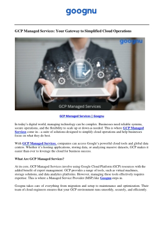 gcp managed services your gateway to simplified