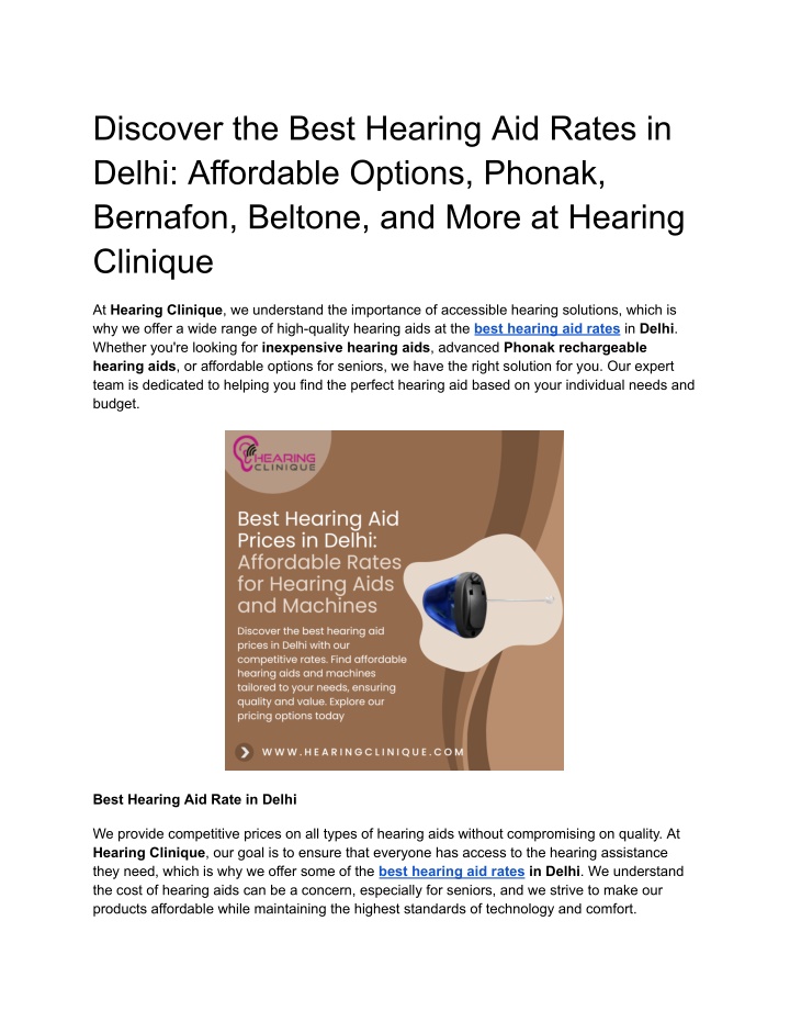 discover the best hearing aid rates in delhi