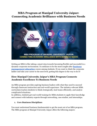 mba program at manipal university jaipur