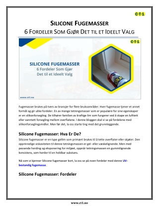 Silicone Fugemasser - Fordeler Som Gjør Det til et Ideelt Valg