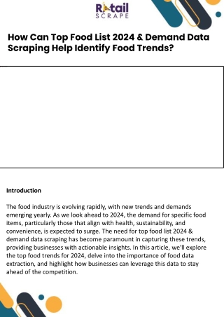 How Can Top Food List 2024 & Demand Data Scraping Help Identify Food Trends ppt