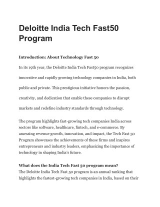 Deloitte India Tech Fast50 Program