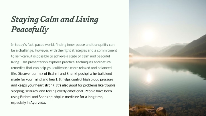 staying calm and living peacefully