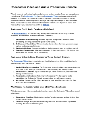 rodecaster video and audio production console