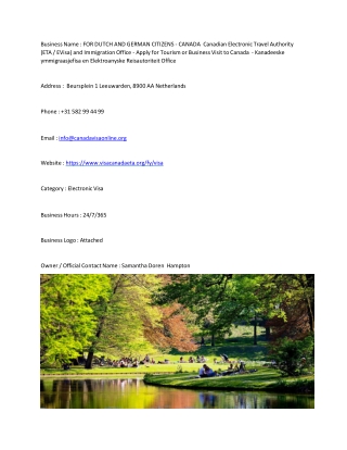 FOR DUTCH AND GERMAN CITIZENS - CANADA  Canadian Electronic Travel Authority (ET