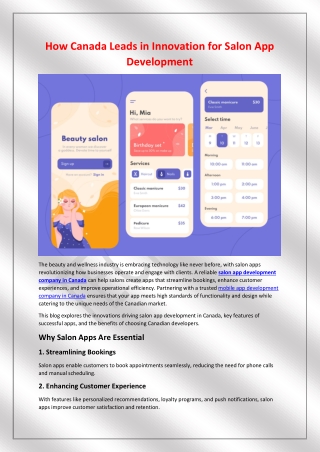 How Canada Leads in Innovation for Salon App Development