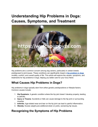 Understanding Hip Problems in Dogs_ Causes, Symptoms, and Treatment