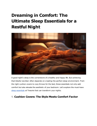 Dreaming in Comfort_ The Ultimate Sleep Essentials for a Restful Night