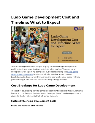 Ludo Game Development Cost and Timeline: What to Expect
