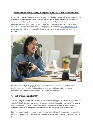 Why Product Photography is important For E-Commerce Websites