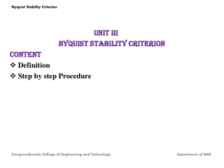 unit iii nyquist stability criterion content definition step by step procedure