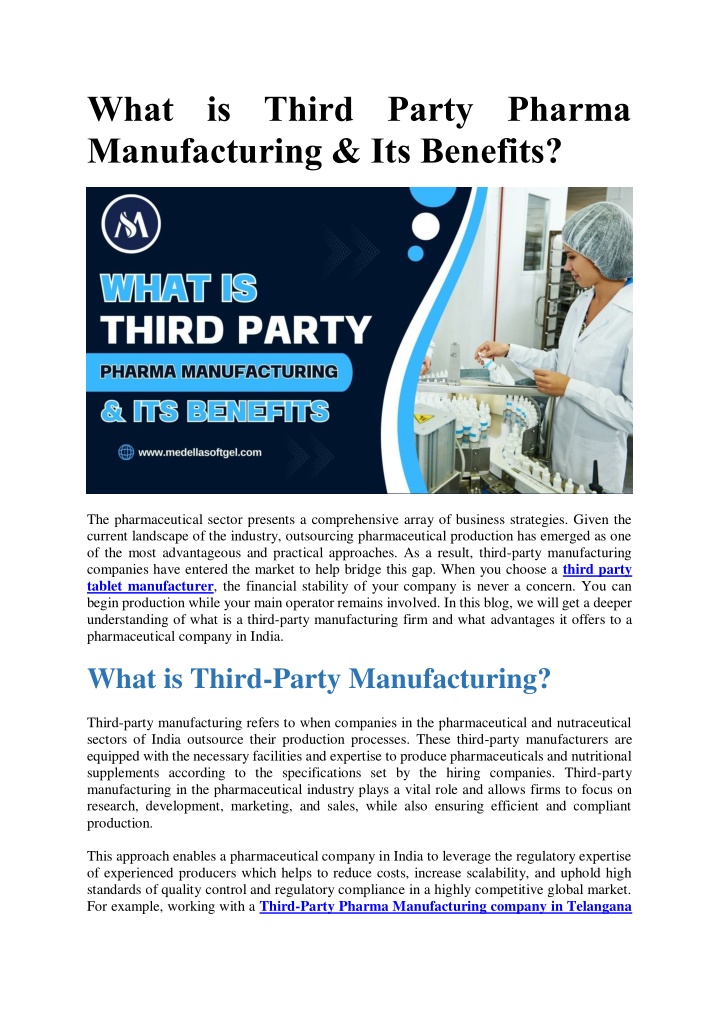 what is third party pharma manufacturing