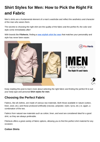 Shirt Styles for Men How to Pick the Right Fit and Fabric