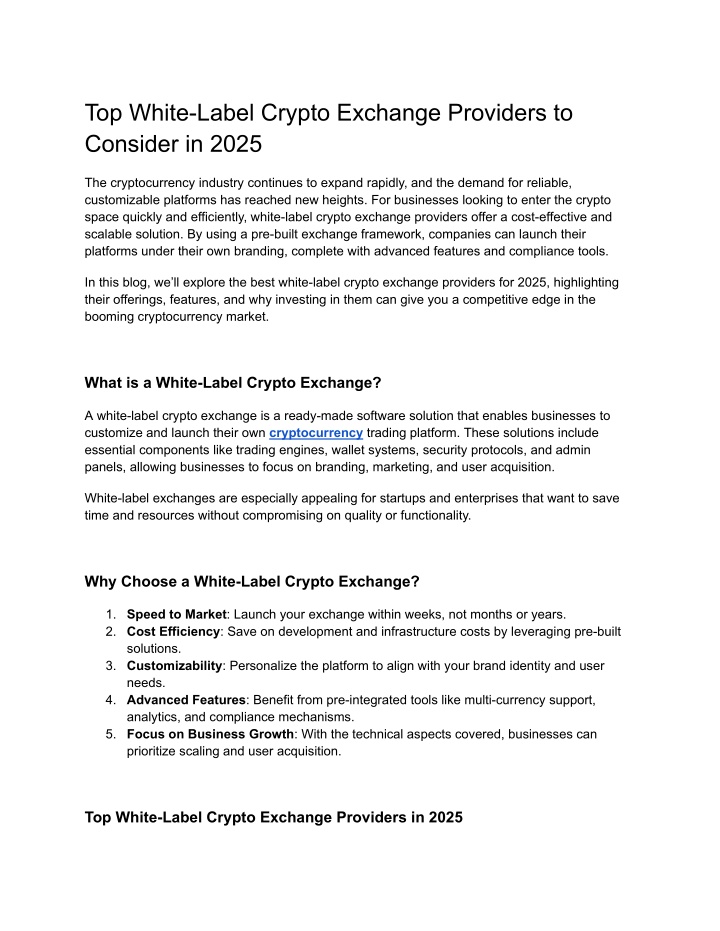 top white label crypto exchange providers