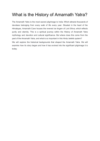 what is the history of amarnath yatra