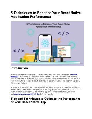 5 Techniques to Enhance Your React Native Application Performance