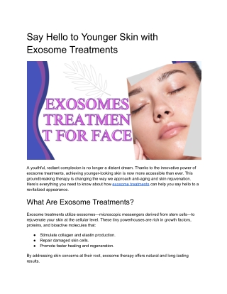 Exosome Skincare Therapy Explained in 2025