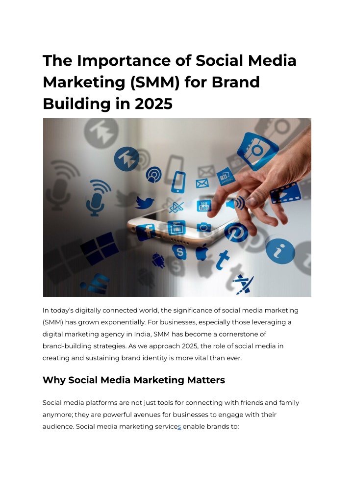 the importance of social media marketing