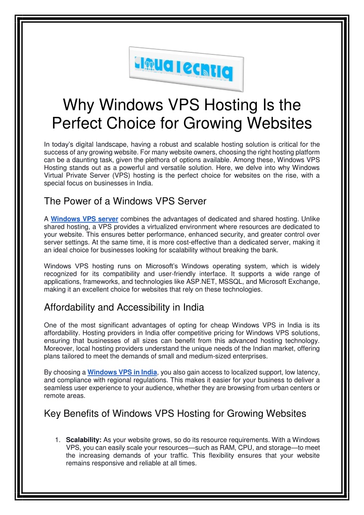 why windows vps hosting is the perfect choice