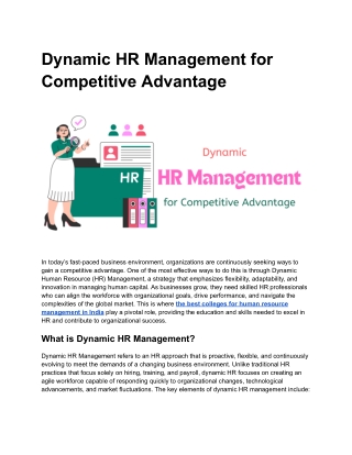 Dynamic HR Management for Competitive Advantage