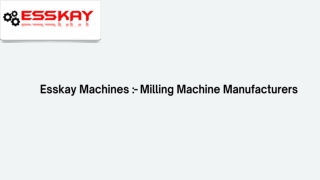 Milling Machine Manufacturers