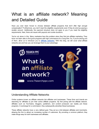 what is an affiliate network meaning and detailed