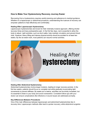 how to make your hysterectomy recovery journey